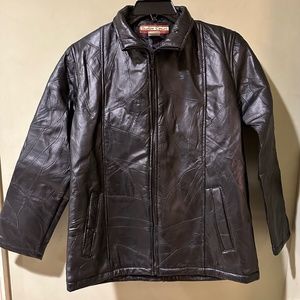 Vintage Embossed Patterned Leather Black Jacket Women’s Size M